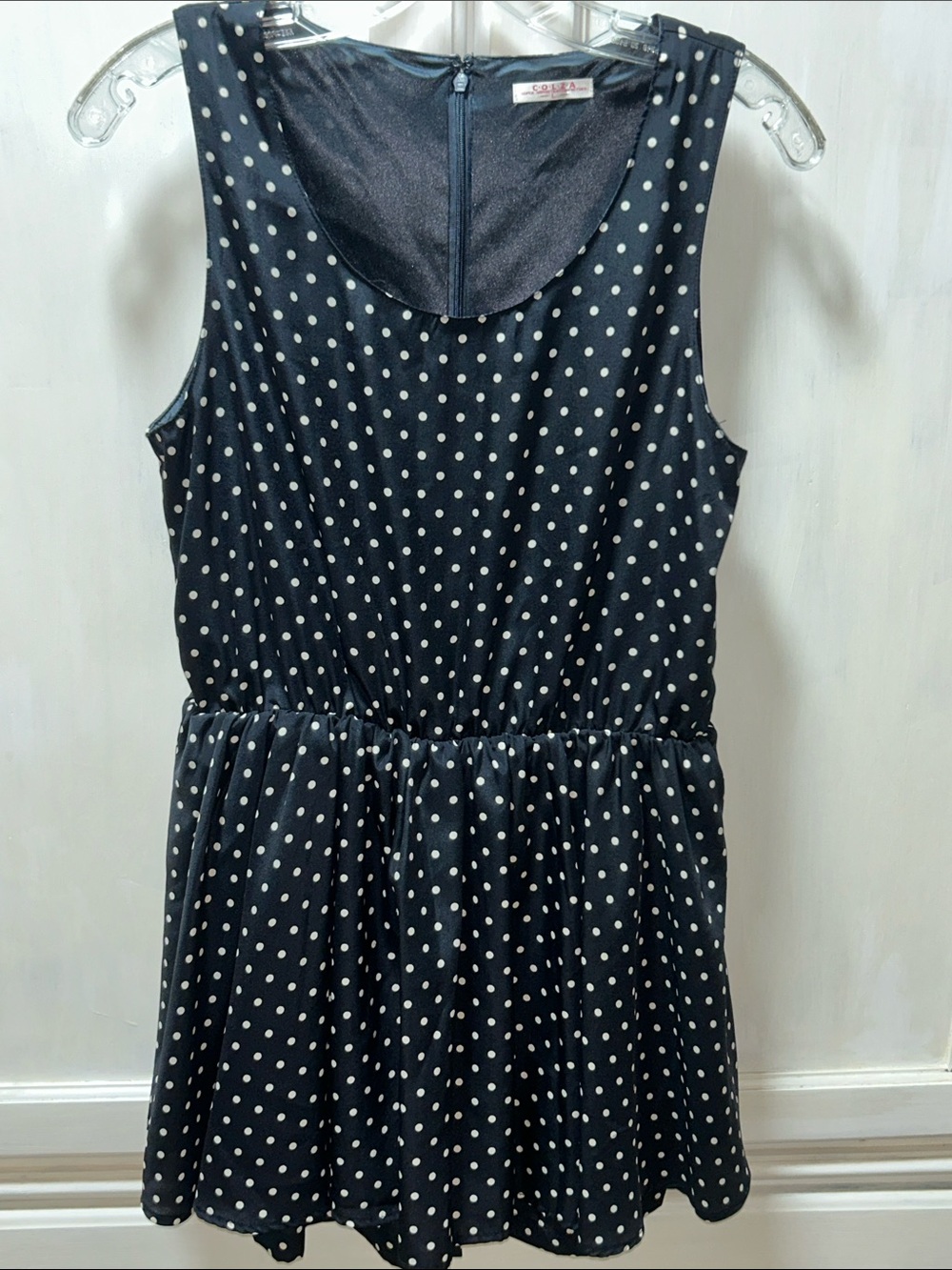COLZA Black Polka Dot Sleeveless Skater Dress